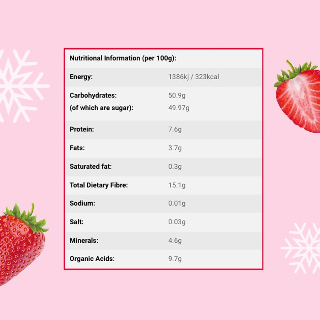 Fraises entières lyophilisées 100g - Fruits lyophilisés - Fruits secs lyophilisés - Fraises séchées - Parfait pour la pâtisserie, la décoration des gâteaux, snacks, muesli et desserts Produits déshydratés Naty Shop