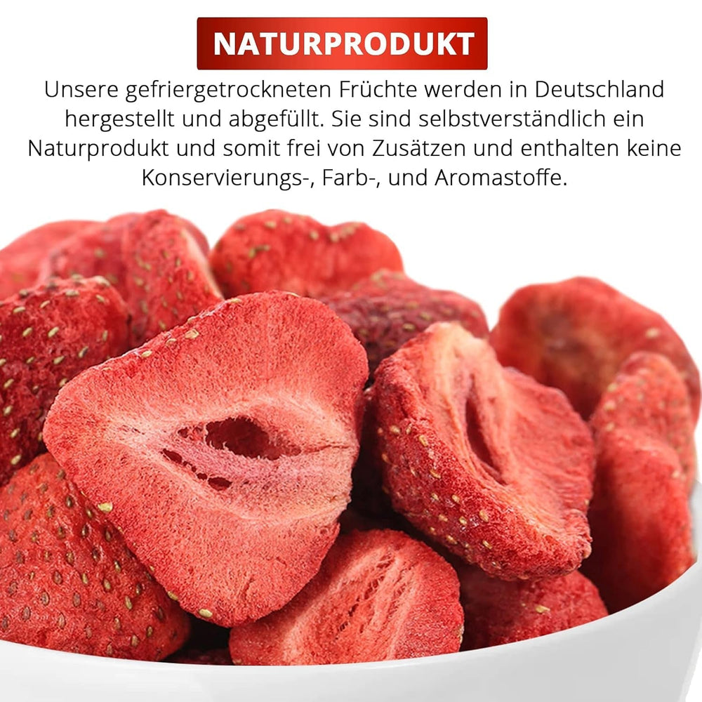 Fraises lyophilisées, 100g de fruits lyophilisés en tranches, non sucrés, chips de fraises fruitées, fraises séchées Produits déshydratés Naty Shop