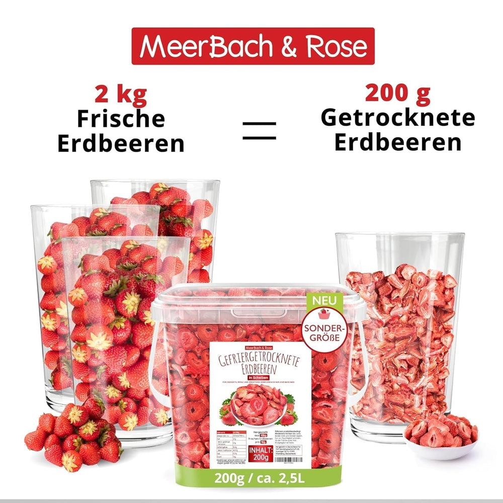 Fraises lyophilisées, 200g de fruits lyophilisés en tranches, non sucrés, chips de fraises fruitées, fraises séchées Produits déshydratés Naty Shop