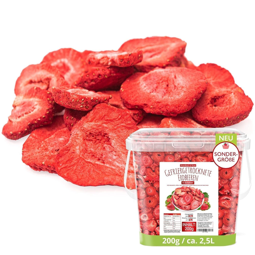 Fraises lyophilisées, 200g de fruits lyophilisés en tranches, non sucrés, chips de fraises fruitées, fraises séchées Produits déshydratés Naty Shop