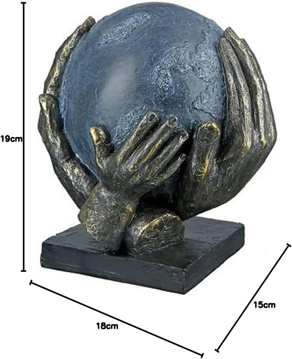 Casablanca design moderne GILDE Déco Sculpture Figure Sauver le monde - Globe en mains - Hauteur 19 cm Statuettes et sculptures Naty Shop