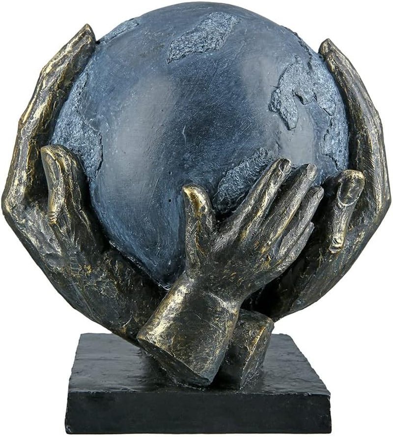 Casablanca design moderne GILDE Déco Sculpture Figure Sauver le monde - Globe en mains - Hauteur 19 cm Statuettes et sculptures Naty Shop