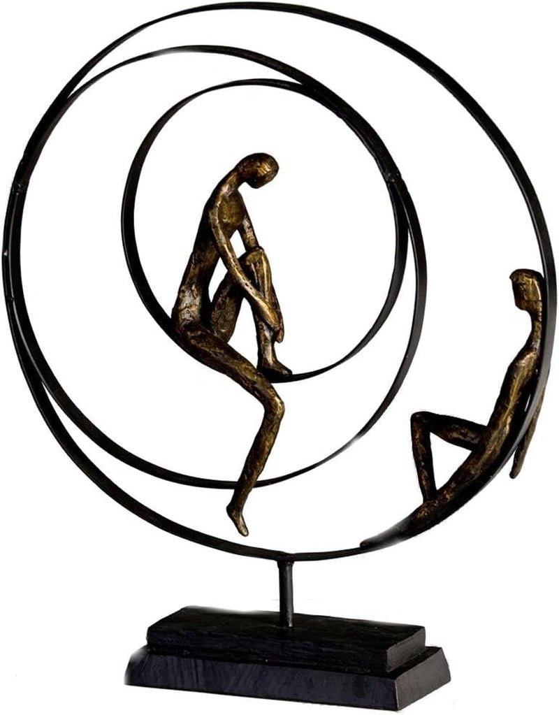 Figurine sculpture décorative Casablanca - Réalisée en résine synthétique - Modèle : Patience - Coloris : Bronze Noir - Salon décoratif - Hauteur 41 cm Statuettes et sculptures Naty Shop Patience