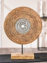 Casablanca grande sculpture décorative - sculpture ronde bois aluminium couleur : argent naturel - décoration salon cadeau anniversaire hauteur 46 cm Statuettes et sculptures Naty Shop Coloris naturels Hauteur 46 cm