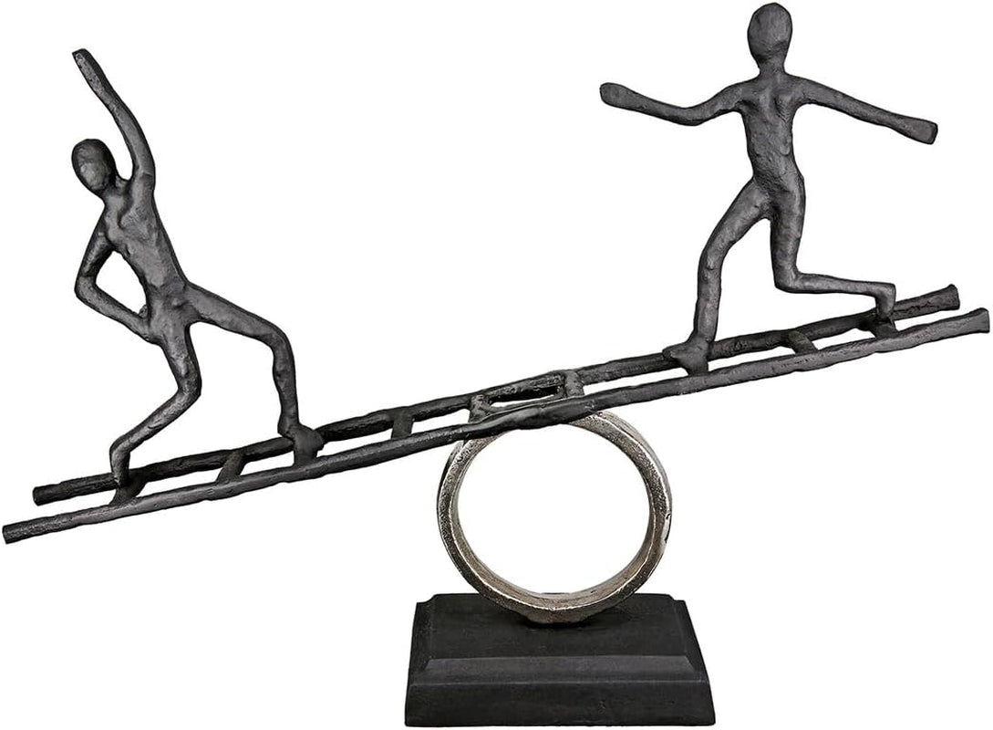 Casablanca grande sculpture décorative - sculpture ronde en bois aluminium couleur : argent naturel - décoration salon cadeau anniversaire hauteur 46 cm Statuettes et sculptures Naty Shop Anthracite, argent Hauteur 35 cm