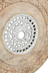 Casablanca grande sculpture décorative - sculpture ronde en bois aluminium couleur : argent naturel - décoration salon cadeau anniversaire hauteur 46 cm Statuettes et sculptures Naty Shop