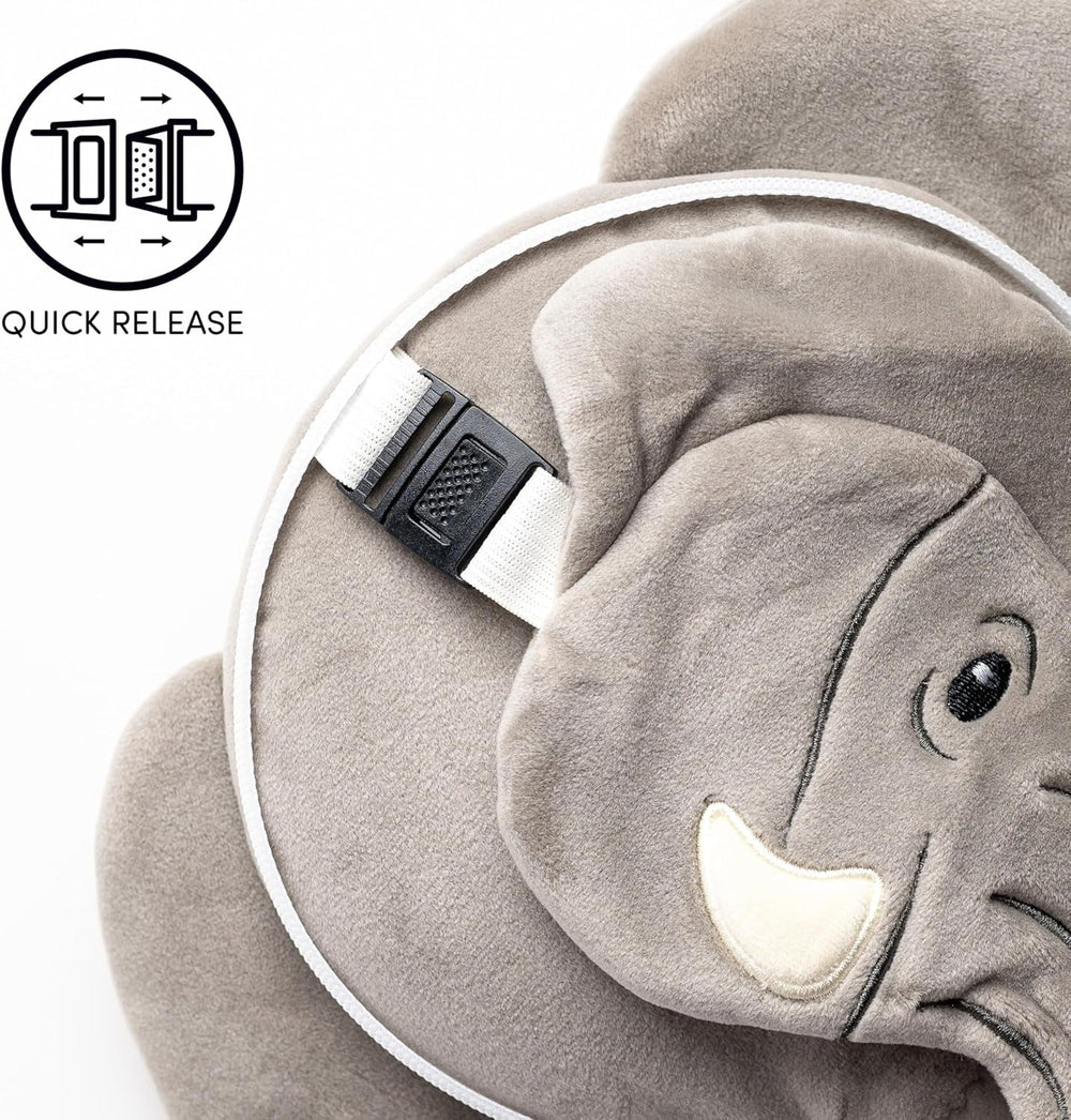 Oreiller de voyage, rond, peluche, éléphant et masque pour les yeux, unisexe, taille unique, unisexe, oreillers de voyage uniques à la taille Naty Shop