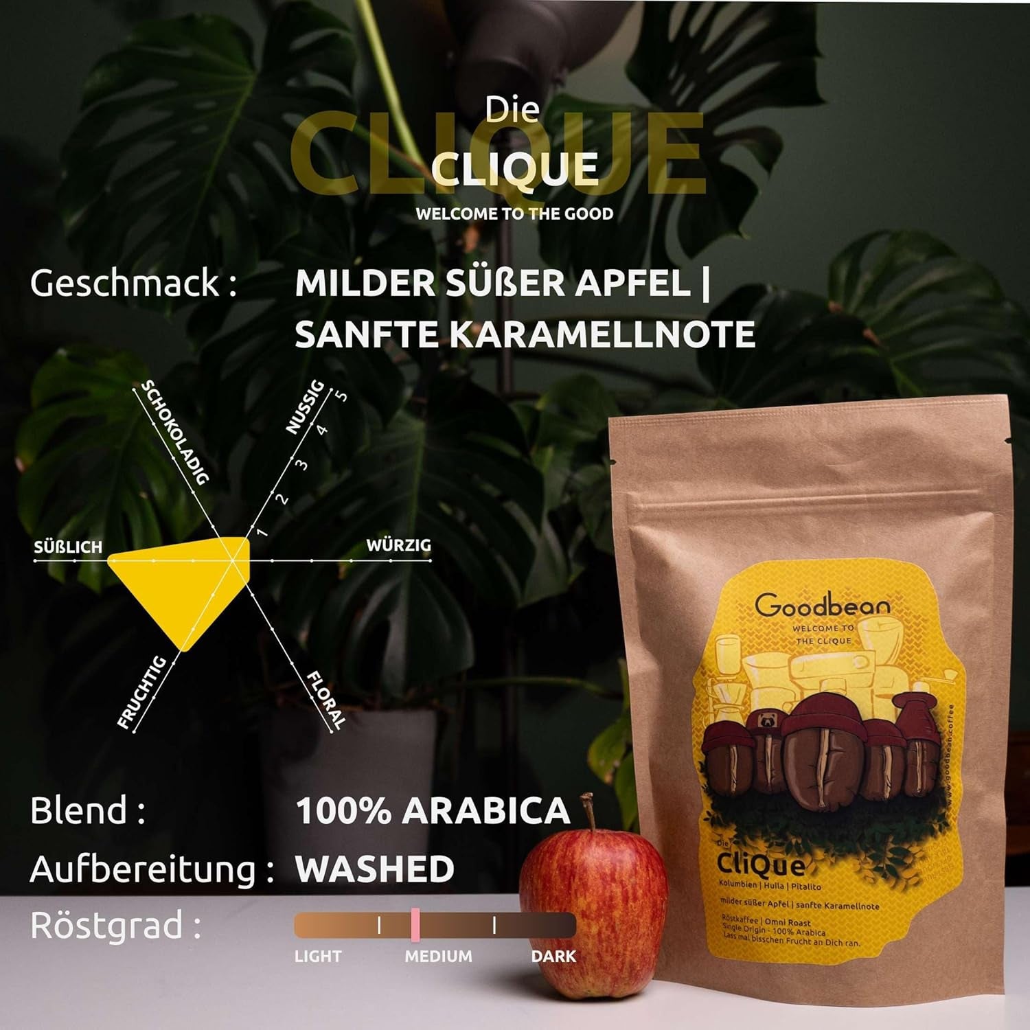 La Clique | Café | Torréfaction Omni - 100 % Arabica | Café filtre/spritziger Espresso | Ganze Bohne (500g)
