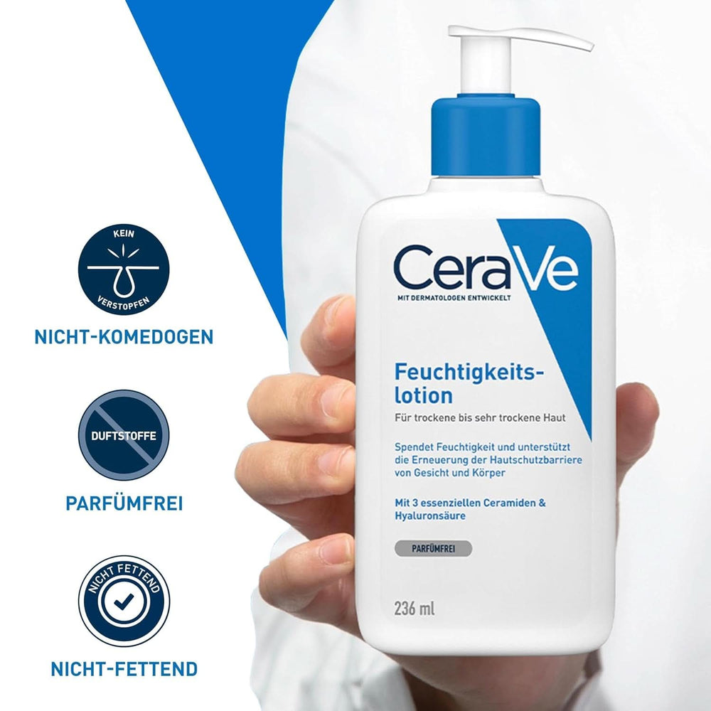 Loțiune de corp Cerave cu pompă dozatoare, potrivită pentru dermatită atopică si piele uscată sau foarte uscată, 236 ml Cosmetice si Infrumusetare Naty Shop