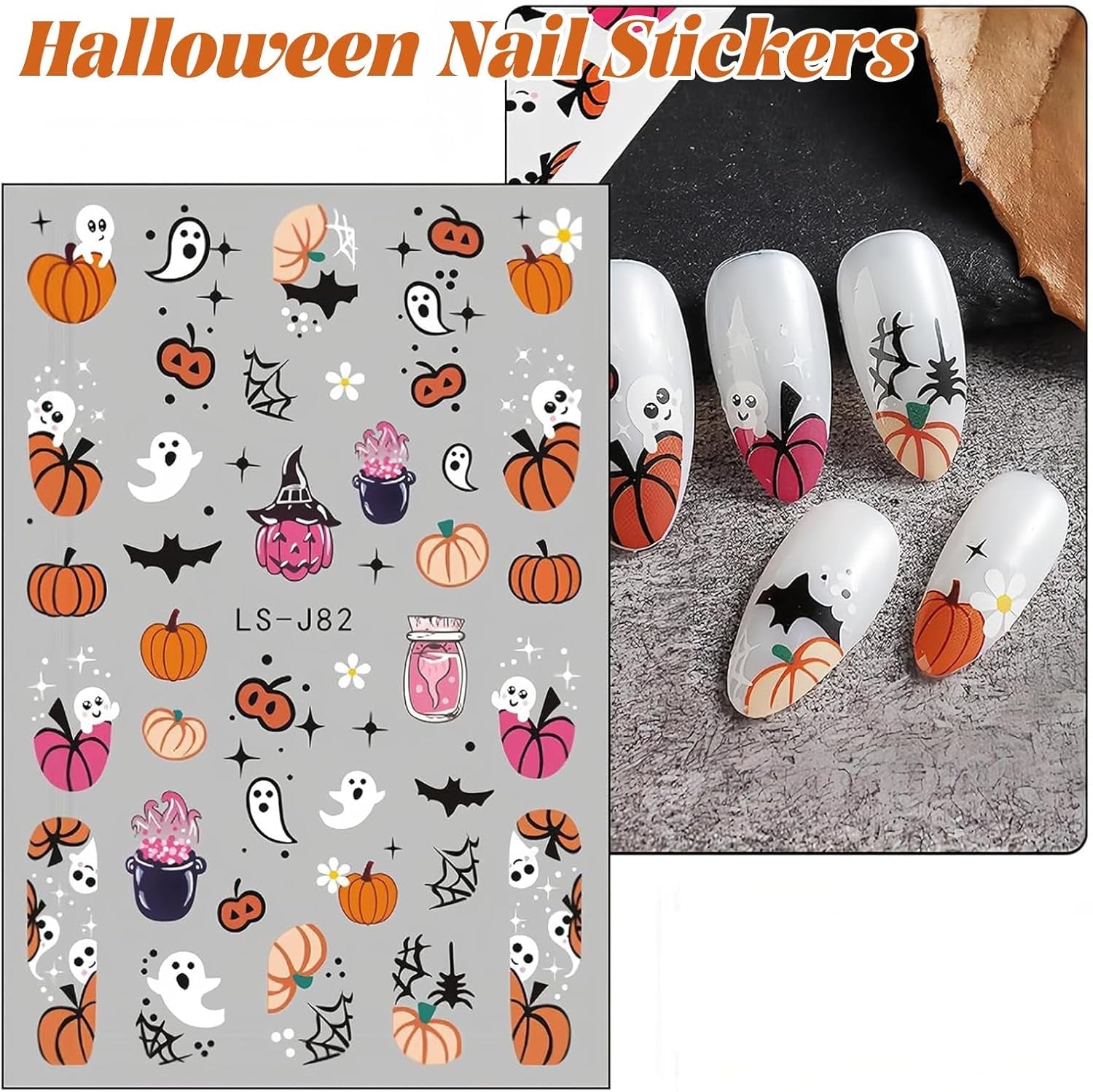 Autocollants pour ongles Halloween, 8 feuilles d'autocollants pour ongles Halloween, autocollants pour ongles, nail art, breloques pour ongles, accessoires pour ongles, design de Noël, Noël (type A)