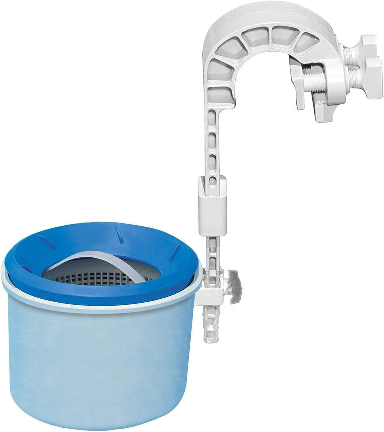 Piscine Rectangulaire - Piscine Hors Sol - 300 x 200 x 75 cm, Bleu et Skimmer de Surface - Skimmer de Surface Mural Deluxe - Skimmer Suspendu, Gris