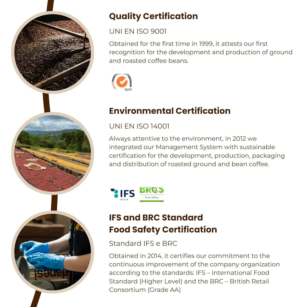 Danesi Decafeinato (décaféiné), haricots, 1 paquet (1 x 1 kg)