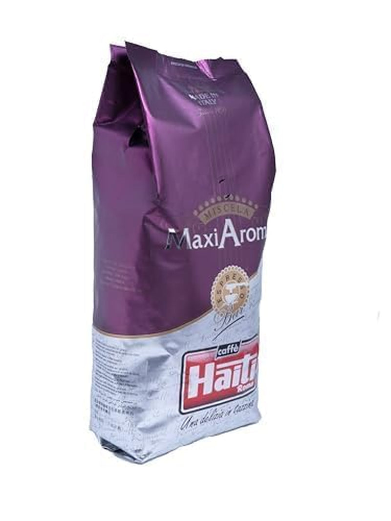Café Caffè Haiti Roma Maxi Aroma en emballage de 1 kg. Mélange équilibré, torréfaction artisanale, fabriqué en Italie.