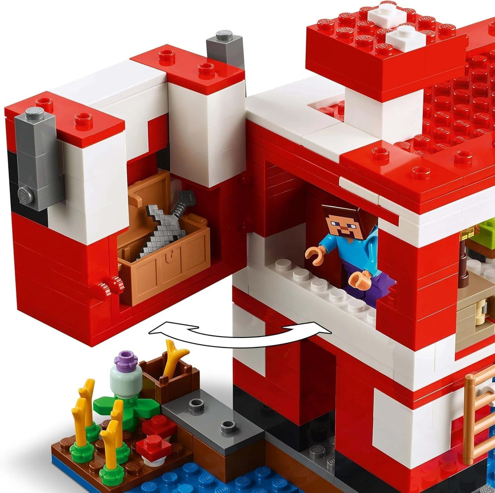 LEGO Minecraft La maison de la vache champignon Jeu vidéo de construction Modèle Mushroom Land avec figurines Steve et autres personnages Ensemble de jeu pour garçons et filles de 8 ans 21270 Jeux de construction Beuche den LEGO-Store