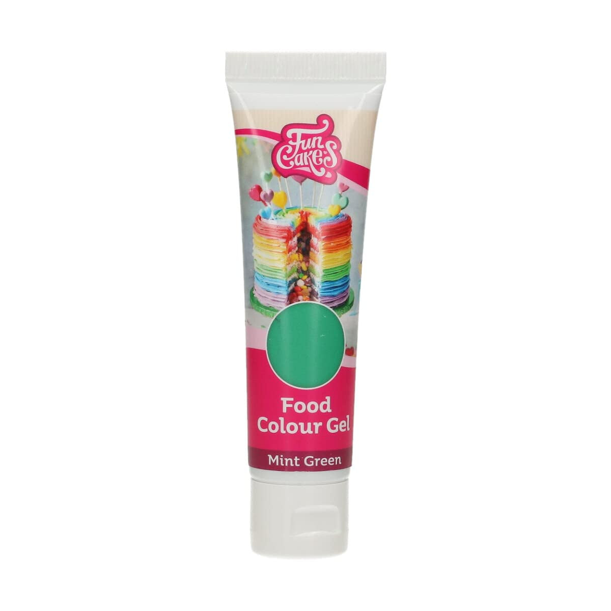 Colorant alimentaire Funcakes Vert Menthe, gel colorant alimentaire très concentré pour pâte, crème, fondant et pâte d'amande. Dosage facile. Une seule goutte pour créer des couleurs vibrantes. Halal. 30g.