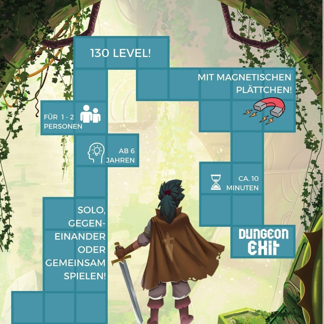 Jeu de placement de tuiles magnétiques avec défis croissants, aventure addictive dans un donjon, pour 1 à 2 joueurs, à partir de 6 ans