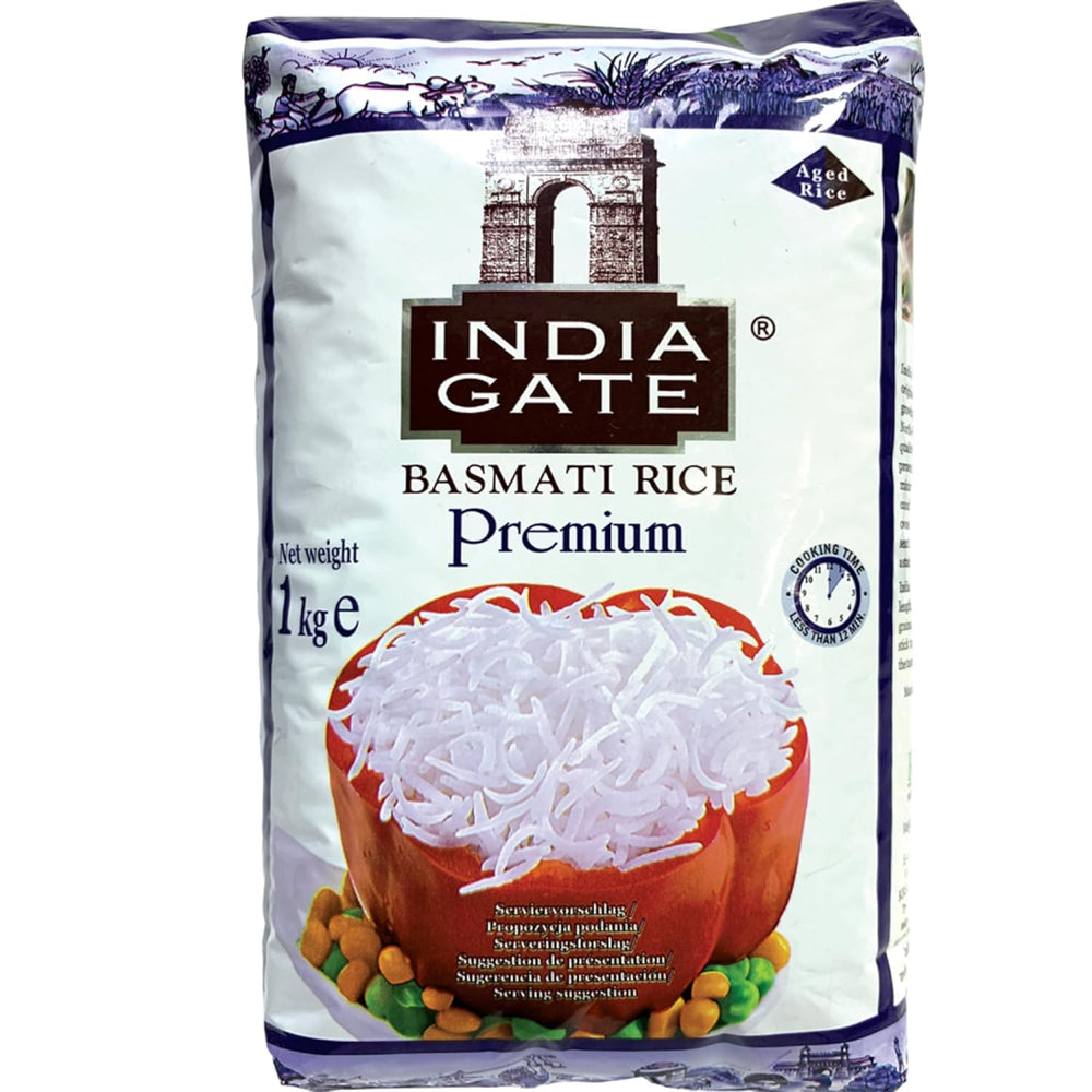 INDIA GATE Premium Basmati Rice – Riz fin à grains longs, aromatique, d'Inde, à grains longs fins (1 x 5 kg)