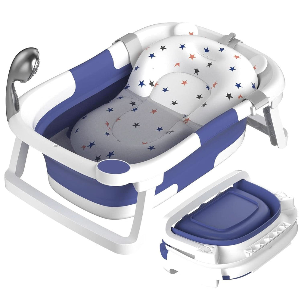 Rabb 1, cadă portabilă pentru nou-născuți si copii mici cu covoraș antiderapant și orificiu de scurgere. (Fără termometru) Mama si Copilul Naty Shop Albastru