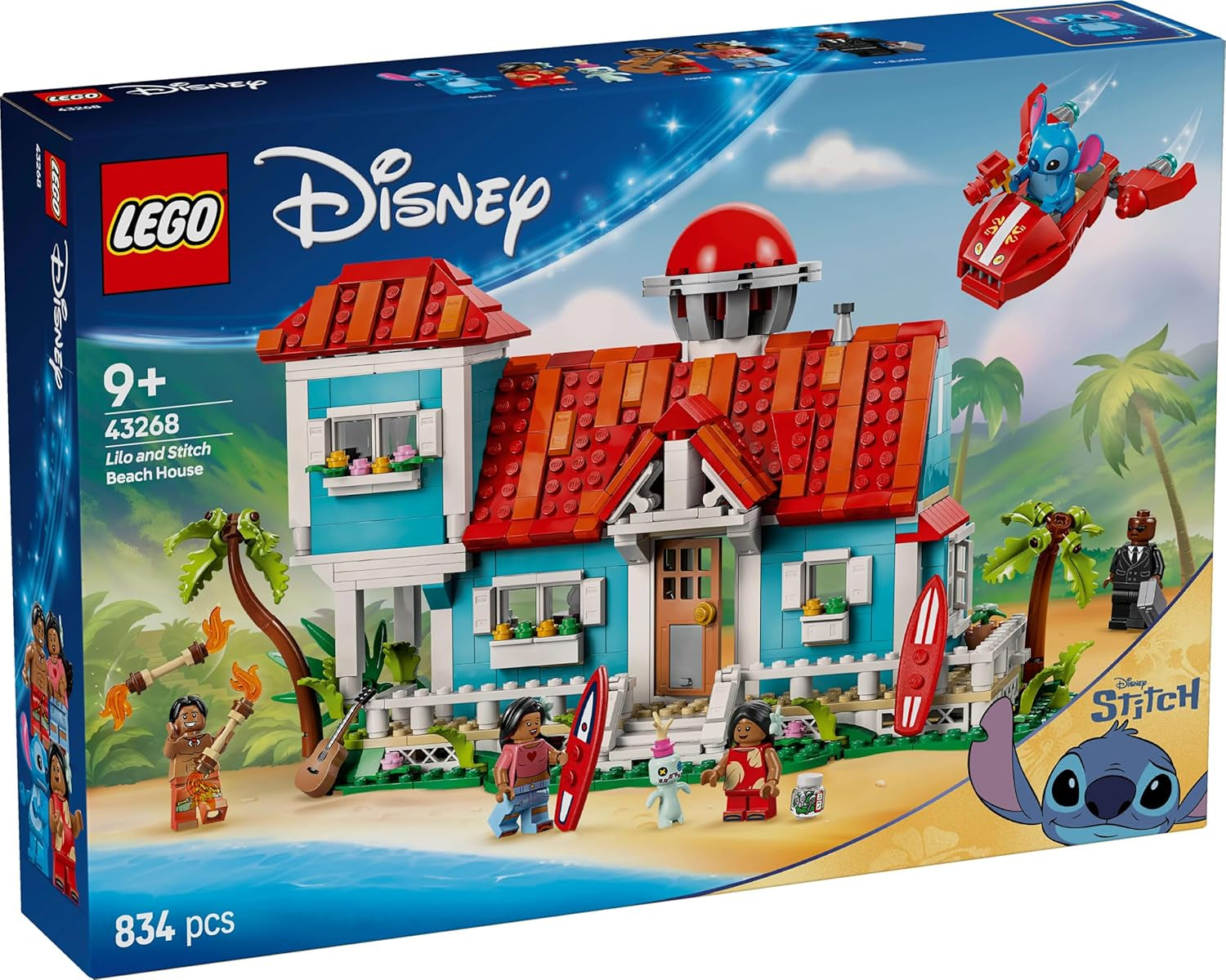 LEGO Ç€ Disney Beach House de "Lilo et Stitch" - Jouet à construire avec 6 pièces, observatoire, vaisseau spatial et 5 figurines - cadeau d'anniversaire pour filles et garçons de 9 ans et plus et fans 43268 Besuche den LEGO-Store sets de construction