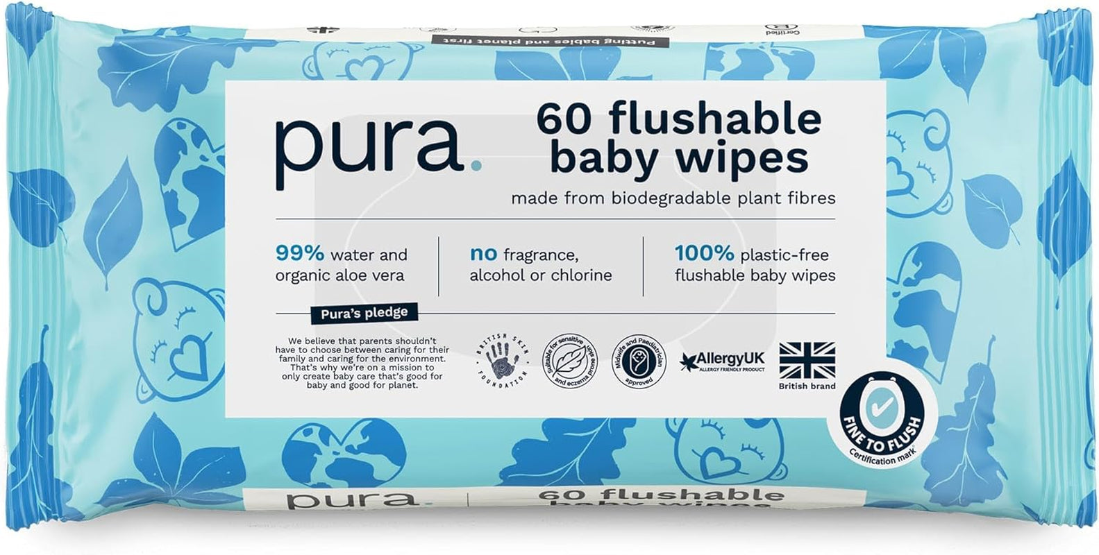 Șervețele umede ecologice de unică folosință pentru bebeluși, pentru pielea sensibilă a bebelușilor, 70 de șervețele (1 pachet), 99% apă, 100% fără plastic, pentru pielea sensibilă, predispusă la eczeme, nou-născuți, biodegradabile, vegane