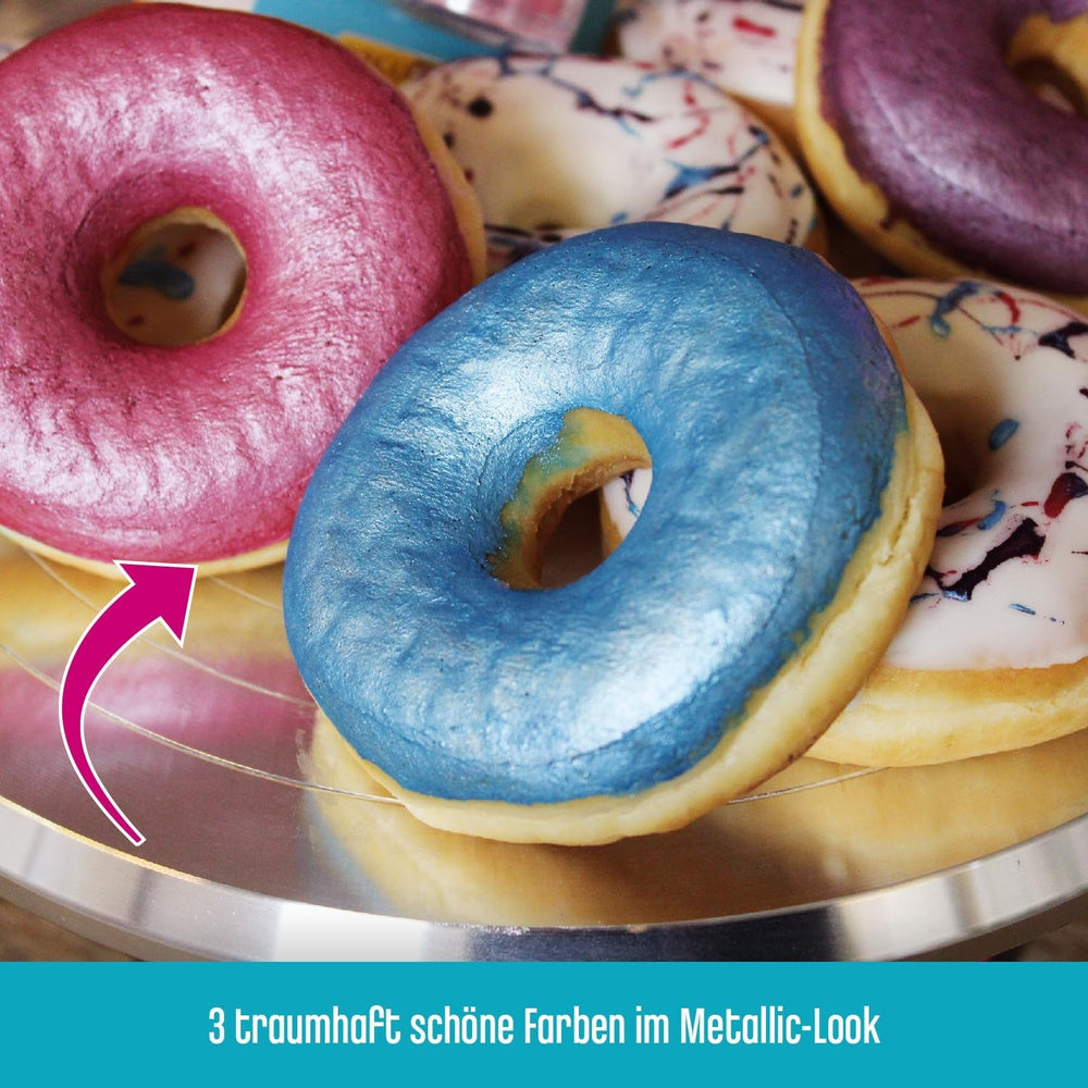 Poudre colorante pastel métallique DECOCINO (3X2G) – Bleu, Lilas et Rose – Poudre colorante alimentaire – Poudre pailletée adaptée pour fondant comme décoration de gâteaux et décoration de gâteaux !