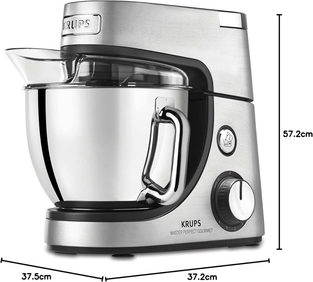 Robot culinaire Krups KA631D Master Perfect Gourmet | 1100 watts | 8 vitesses | Bol en acier inoxydable de 4,6 litres | 5 accessoires : set de pâtisserie, bol flexible, unité de hachage | inox brossé Mère et Enfant Naty Shop