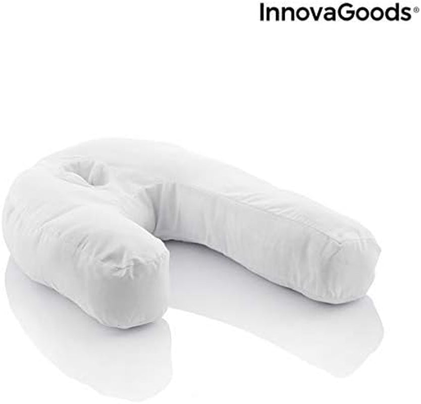 Innovagoods - Pernă ergonomică în formă de U pentru somn lateral, Ideală pentru sarcină, Promovează respirația liniștită, Reduce sforăitul, Bumbac și poliester, Alb, 39 X 57 X 14 Cm Perne ortopedice cervicale Naty Shop