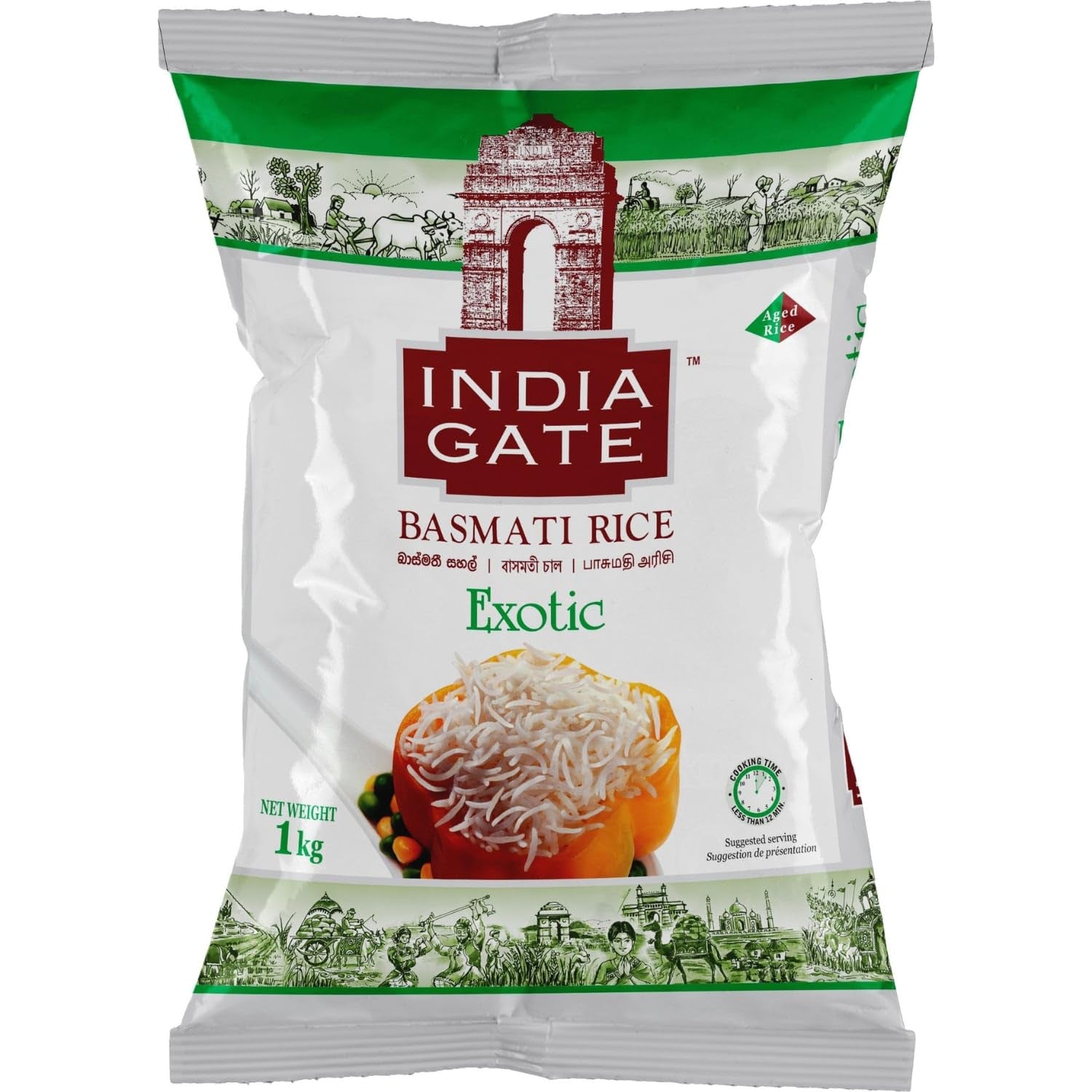 INDIA GATE Premium Basmati Rice – Riz fin à grains longs, aromatique, d'Inde, à grains longs fins (1 x 5 kg)