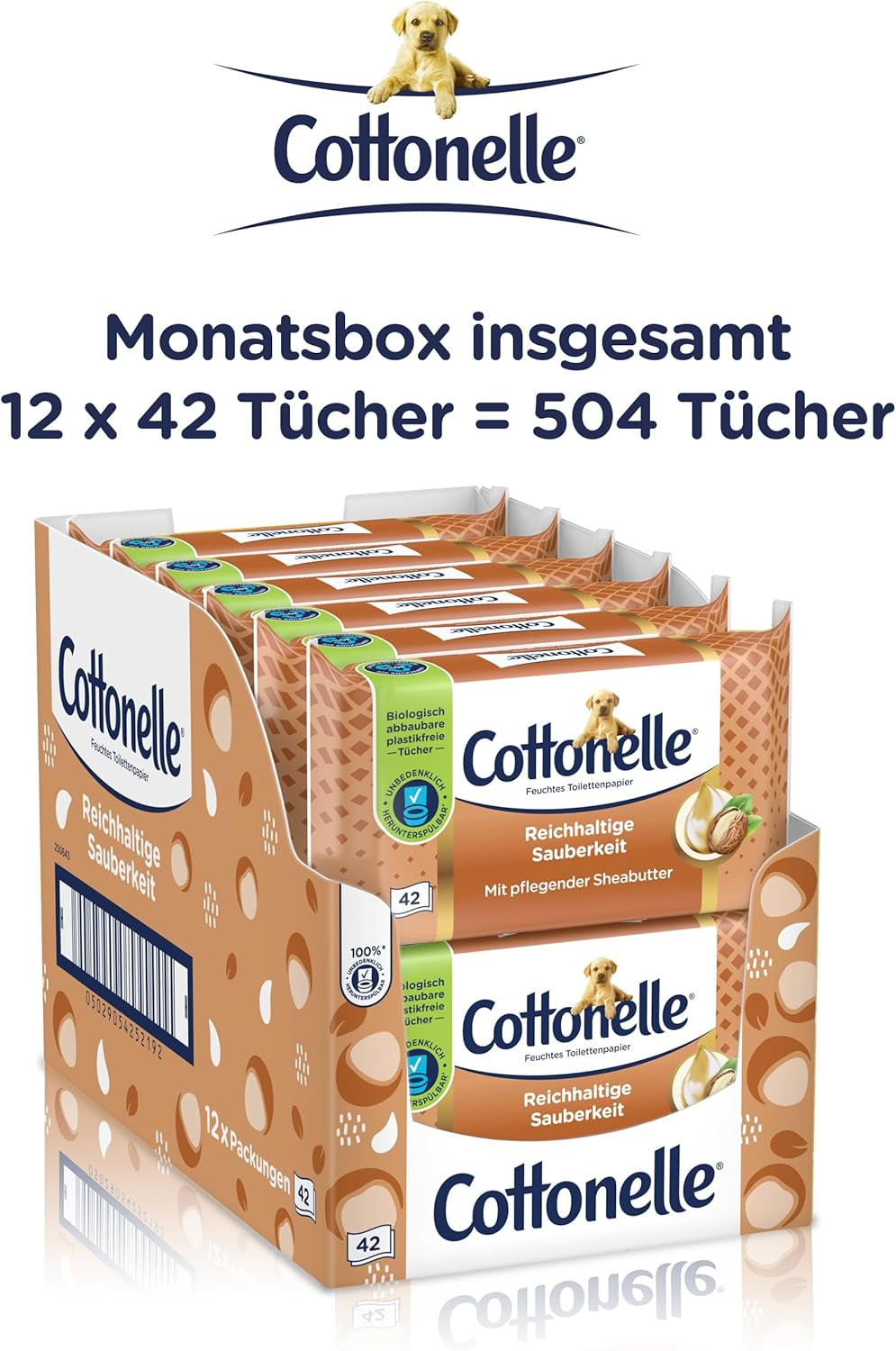 Lingettes humides, My Spa Experience - Cachemire et beurre de karité, biodégradables, sans plastique, refermables, pack économique, 12 X 42 lingettes humides