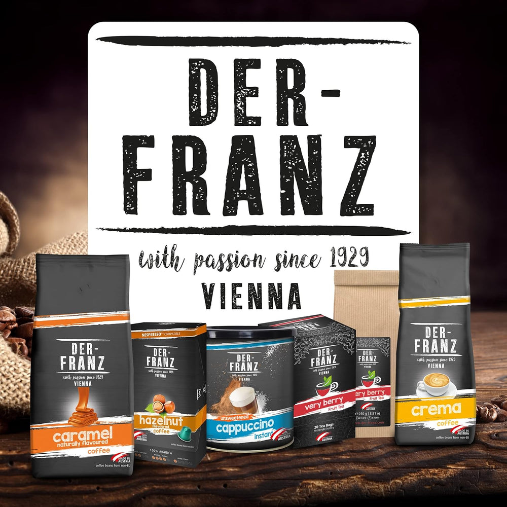 Der-Franz Kaffee, Mélange d'Arabica et Robusta, Geröstet, Ganze Bohne aromatisiert mit natürlicher Haselnuss UTZ, 1000 g