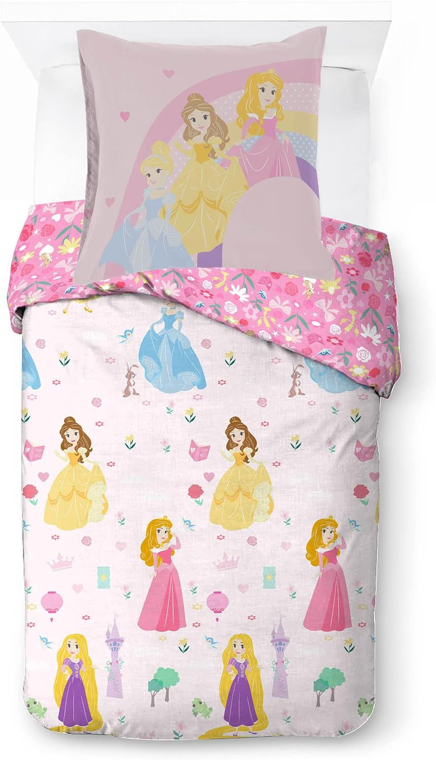 Parure de lit enfant personnages Disney 100% coton Parure de lit enfant Naty Shop Blanc 140X200/65X65 (2 Pièce)