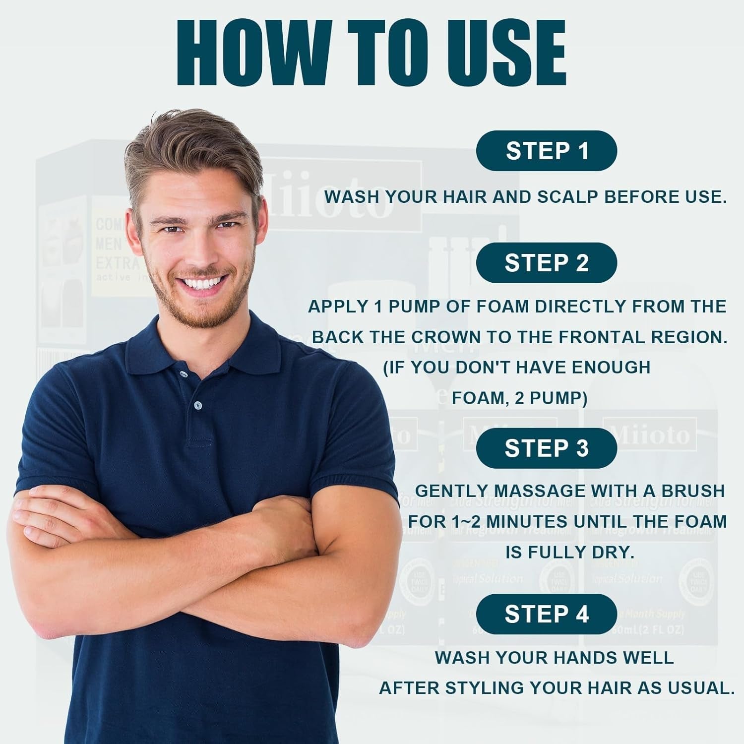 Sérum de croissance des cheveux Miioto, produit de croissance des cheveux pour hommes 180ML, sérum de croissance des cheveux, soin du cuir chevelu favorise les cheveux plus épais nourrit le cuir chevelu et prévient la chute des cheveux Naty Shop