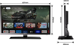 SYLVOX Televizor inteligent Android de 27 de inci pentru autorulote, televizor de călătorie 1080P cu DVD player încorporat, televizor de 12V cu asistent Google, AC/DC, difuzoare HiFi, tuner triplu, HDMI USB, televizor pentru rulote