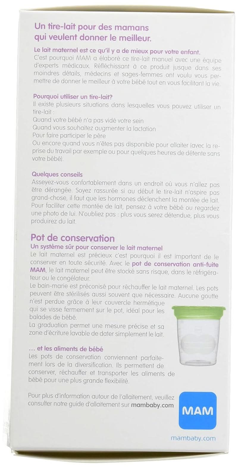 MAM tire-lait manuel Accessoires Alimentation et Allaitement Bebe Naty Shop