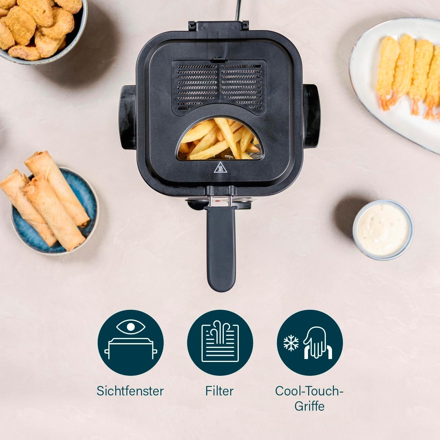 Mini Friteuse à Fondue Princess 182611 - Chauffage Rapide - Filtre à Odeurs - Capacité 1,2 Litre, Argent Électroménager Naty Shop