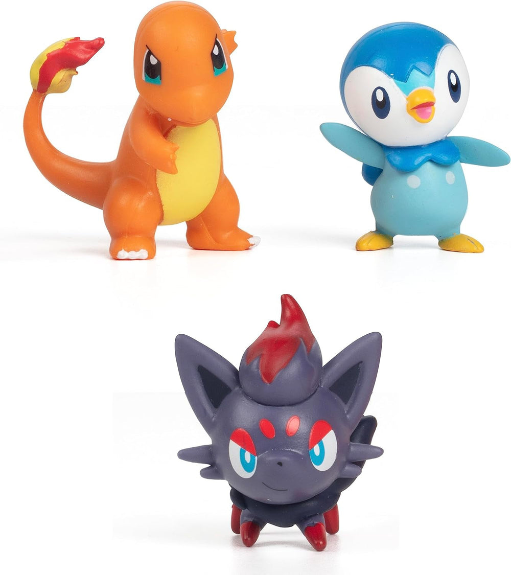 Prêt pour le combat Pokémon ! Ensemble de figurines 6 pièces - 11,4 cm Ash & Launching Pikachu, 5,1 cm Charmander, Rowlet, Tiplup, Zorua - Licence officielle - Cadeau de Pâques pour enfants, garçons et filles Figurines Naty Shop