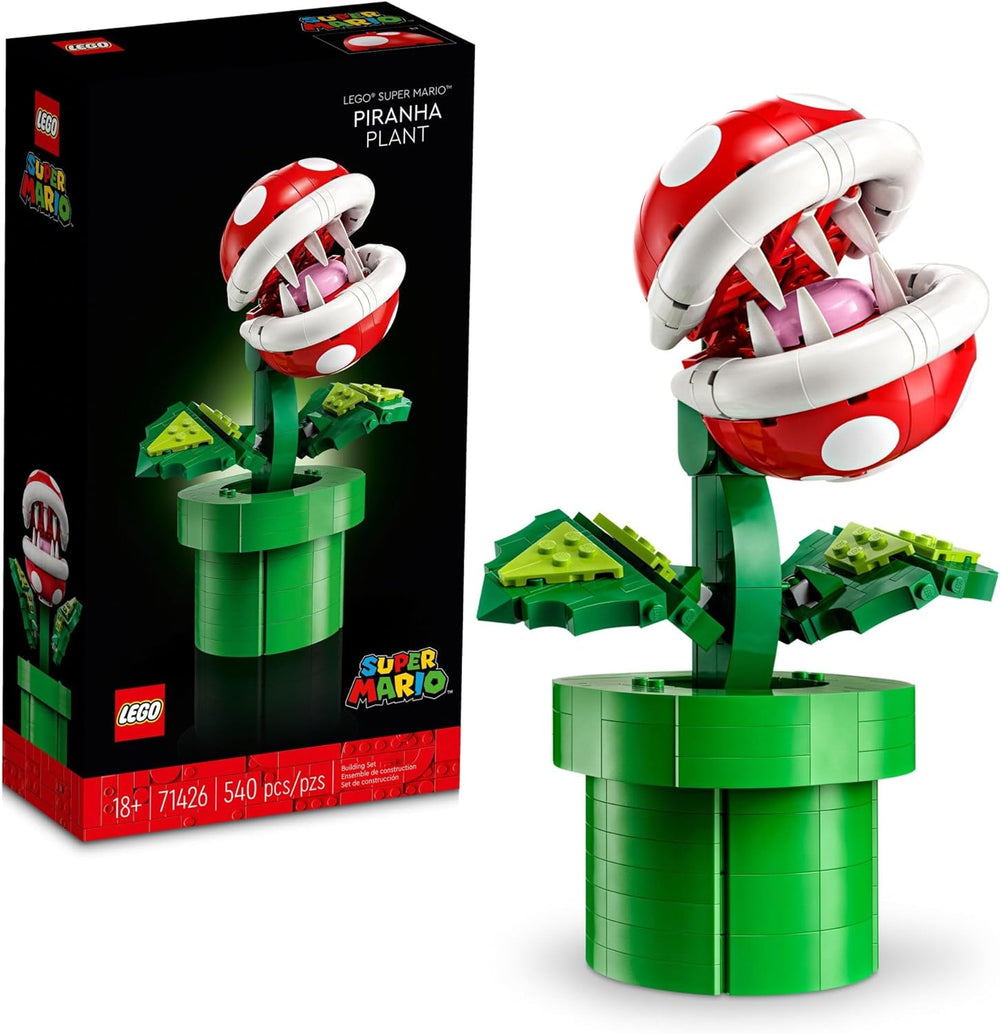 Lego 71426 Super Mario Piranha Plant Set, une figurine avec des personnages et 2 éléments de décoration, un modèle pour l'apprentissage de la construction, de la décoration intérieure, de la maison pour les hommes, les femmes et les jeunes.