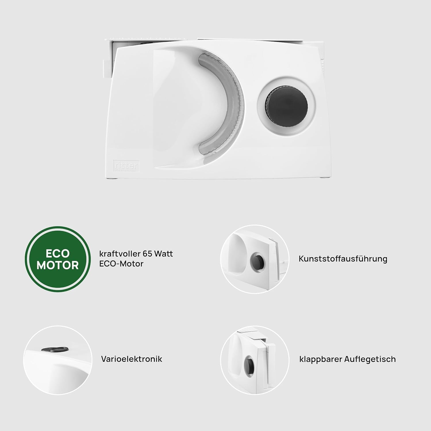 Ritter Markant 05 Mașină electrică pliabilă multifuncțională de feliat și feliat pâine cu Eco-Motor, fabricată în Germania Rasnite si Feliatoare Naty Shop