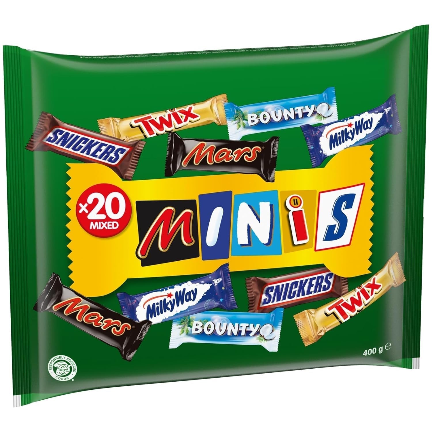 Packet Mix, Mars, Snickers, Bounty, Twix, Milky Way et autres Bonbons au chocolat Naty Shop 400 grammes Chocolat