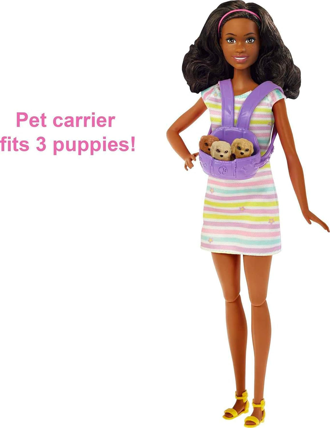 Barbie HCK76 - Welpen-Spielset mit Barbie-Puppe (ca. 29 cm, dunkelbraune Haare), Hündin, die Welpen gebären kann, 3 Welpen & Pflegezubehör, Spielzeug Geschenk für Kinder von 3 bis 7 Jahren