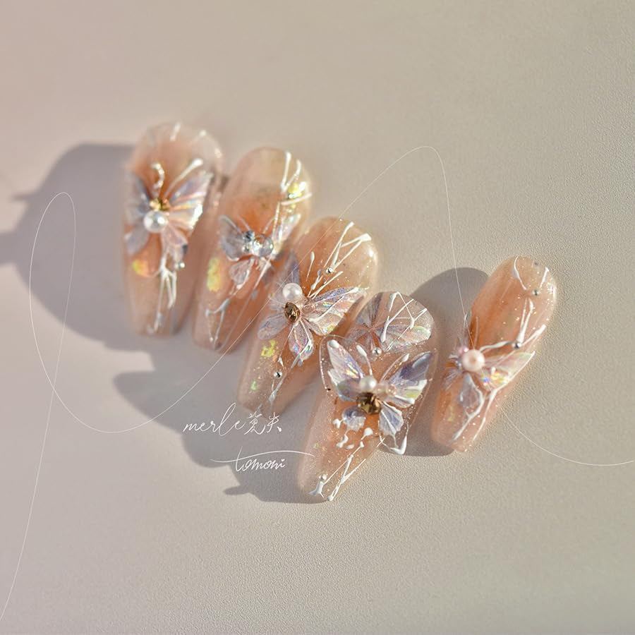 JMEOWIO Autocollant 3D pour ongles en forme de cœur pour nail art