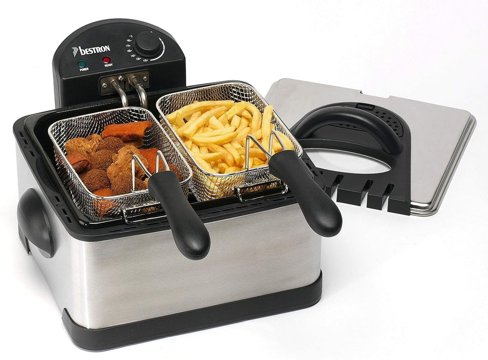 Friteuse à huile Bestron XL Avec 3 paniers à friture, Avec technologie de zone froide et réservoir d'huile amovible, 4 litres, 2000 W Électroménager Naty Shop