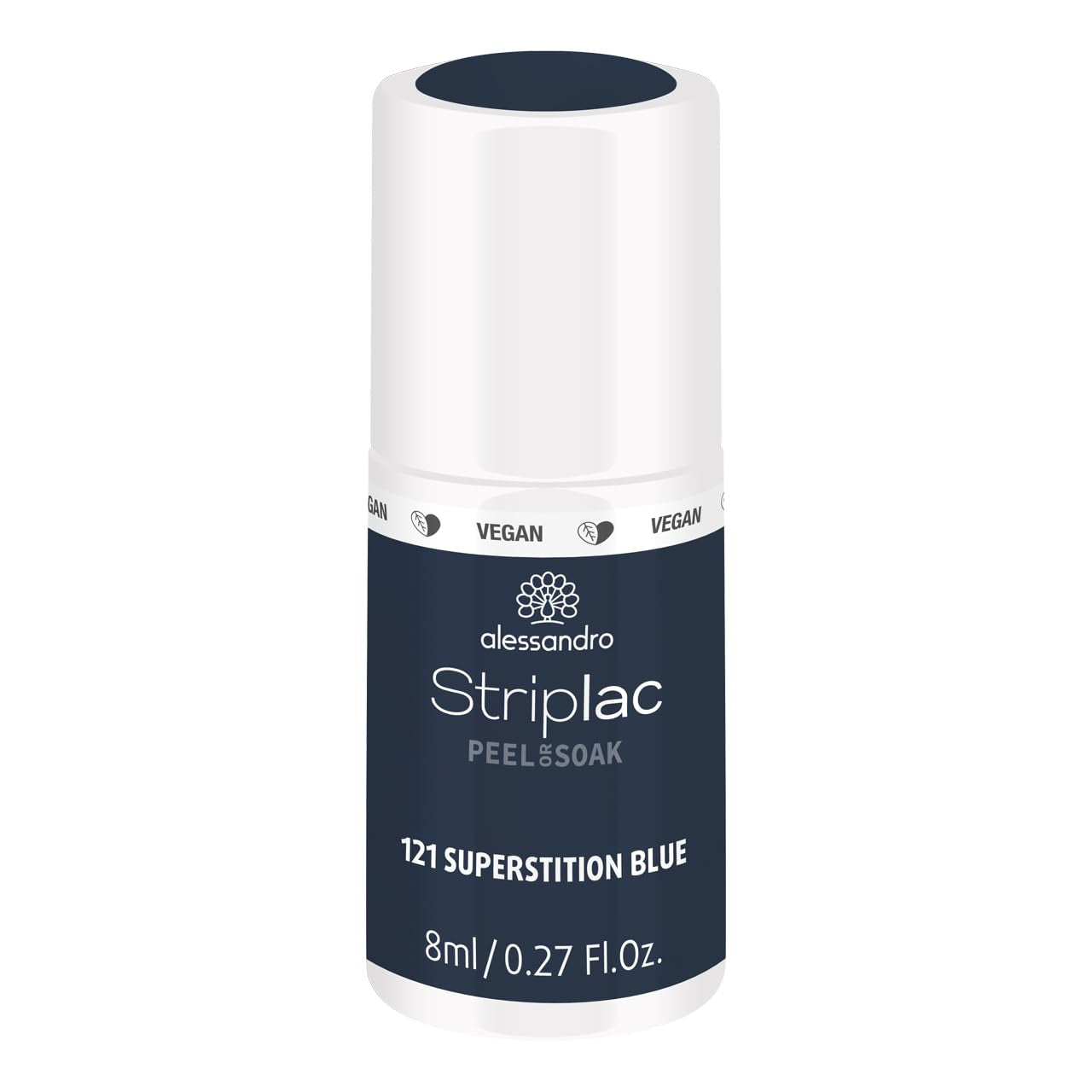 Vernis à ongles UV Alessandro Striplac Midnight Black – Délicat et longue tenue – S'enlève facilement grâce à la technologie Peel-Off Removal – Vegan et cruelty-free – 8 ml