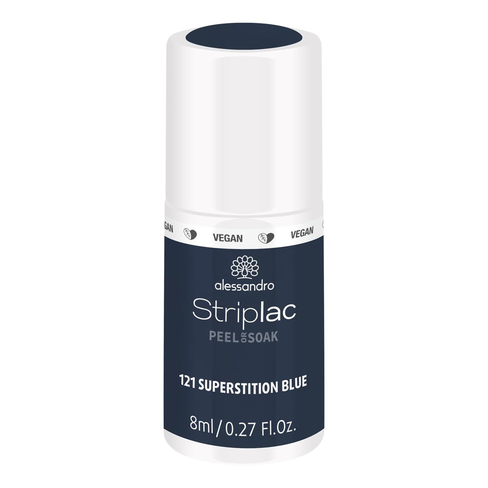 Vernis à ongles UV Alessandro Striplac Midnight Black – Délicat et longue tenue – S'enlève facilement grâce à la technologie Peel-Off Removal – Vegan et cruelty-free – 8 ml