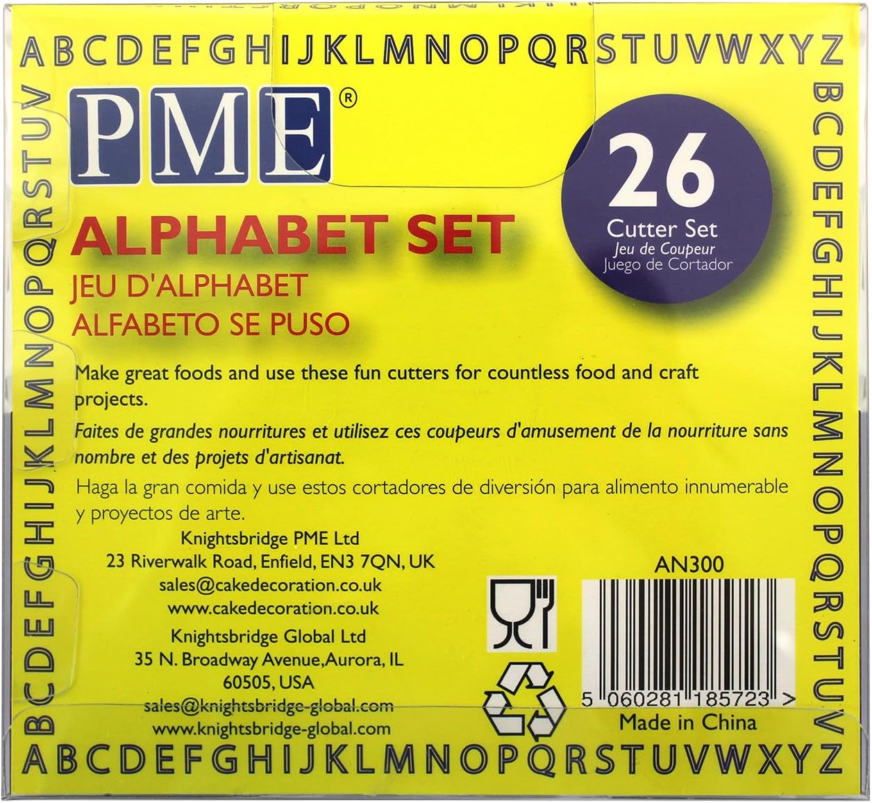 AN300 Jem Moules à Biscuits Alphabet pour Décoration de Gâteaux et Gâteaux au Sucre, Assortiment de Plastique, Ivoire, 5 x 1,3 x 5 cm, Lot de 26