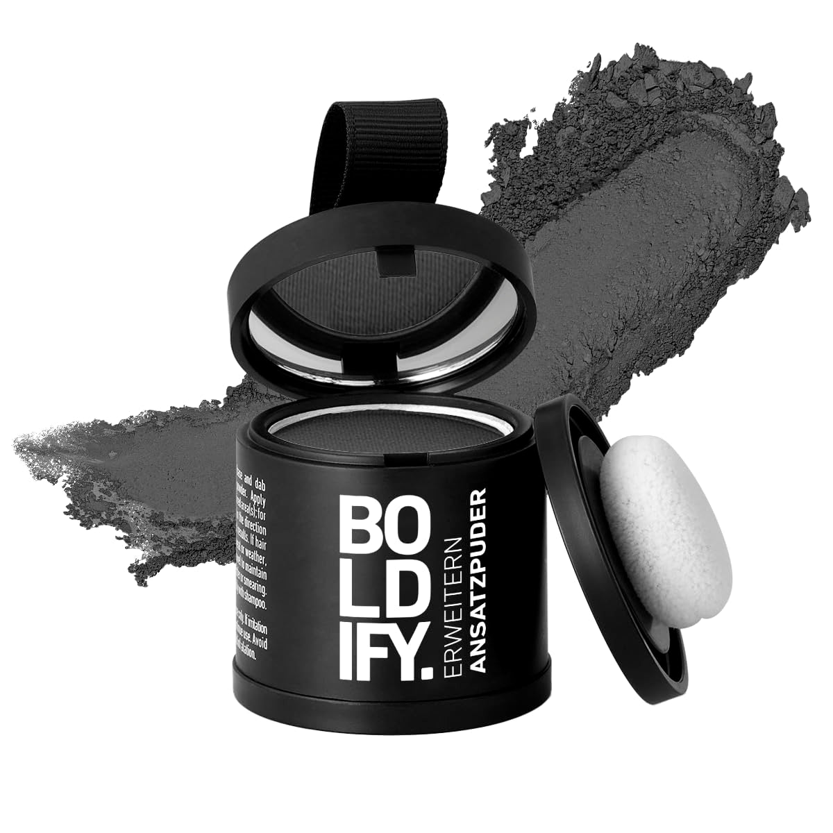 BOLDIFY Root Powder 4g - Correcteur de cheveux épaississant pour femmes et hommes 48h Couverture grise Maquillage capillaire imperméable pour dissimuler les racines (Noir)