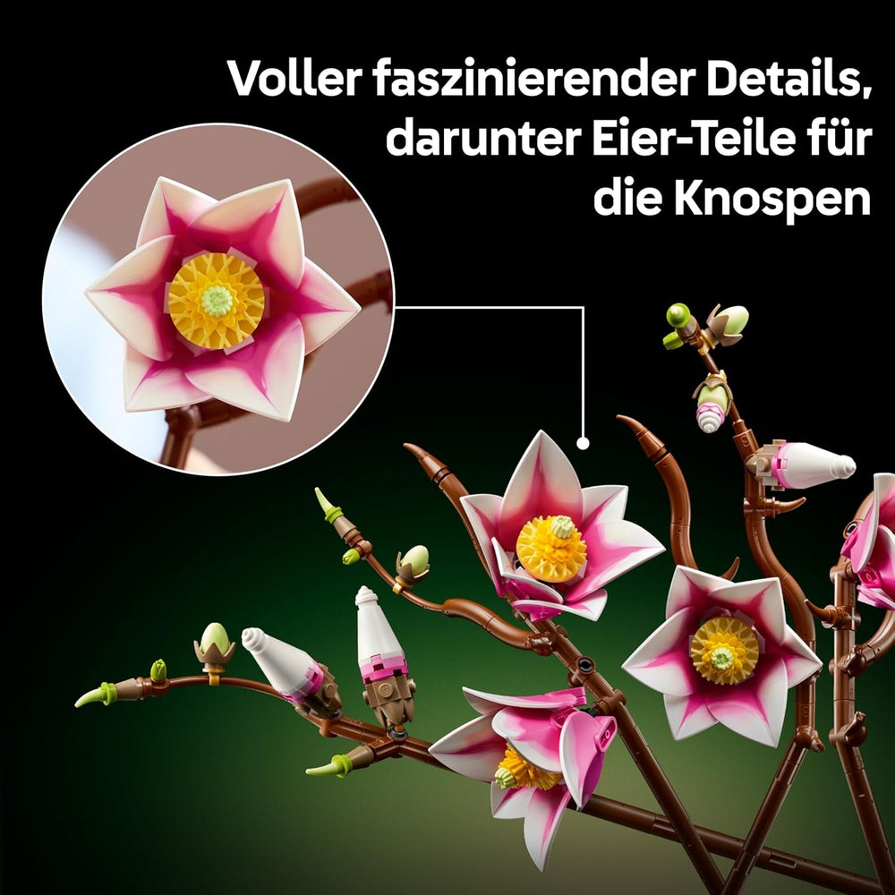 LEGO Botanicals Magnolienzweige - Kunstblumen Set für Erwachsene - 5 künstliche Magnolien für Deko im Wohn- oder Schlafzimmer - DIY Geschenkidee für Frauen - 11510