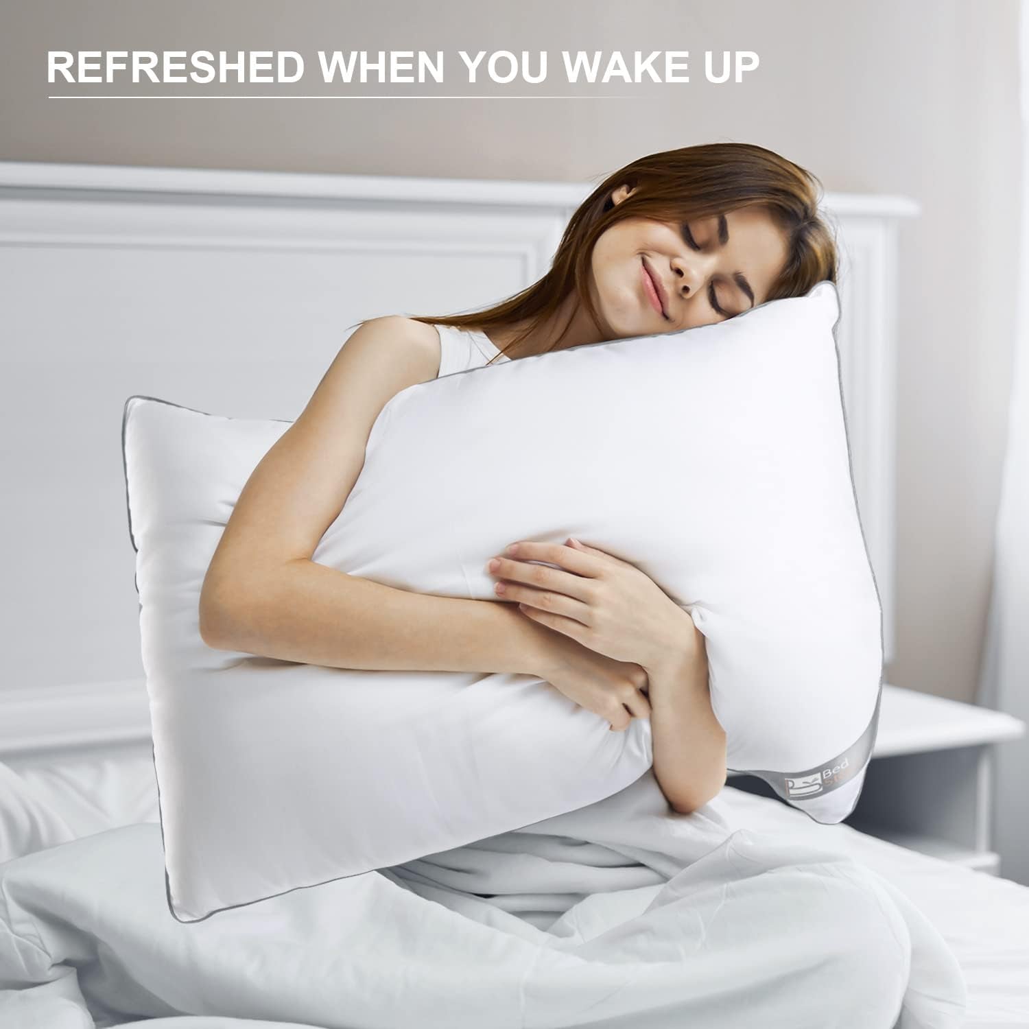 Oreiller Bedstory, paquet de 2, qualité hôtelière, oreiller de couchage alternatif, de soutien et hypoallergénique pour dormeurs sur le ventre, le dos et les côtés Naty Shop Oreillers standard