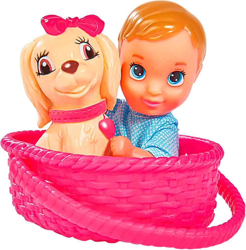 Simba 105739050 - Steffi Love Bike Tour, Steffi et Evi dans leur château à trois étages avec balançoire, meubles et nombreux accessoires, 40 pièces, 102x90x38cm, pour enfants à partir de 3 ans