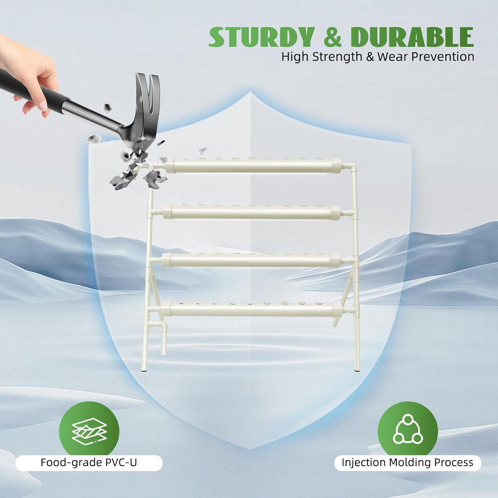 Système hydroponique, kit de culture hydroponique en tour, support de jardinière à 4 niveaux avec 36 trous de plantation, systèmes de culture de plantes sans sol pour jardin, bureau et autres espaces intérieurs et extérieurs